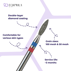 ดอกสว่านเจียรเล็บปลายเพชรคมกริบ รุ่น Advanced Best Diamond Sharp Flame ขนาด 2.5 มม. สีน้ำเงิน+แดง สำหรับงานตัดหนังกำพร้า ผลิตจากสแตนเลส คุณภาพสูง สำหรับร้านเสริมสวย - Product Image 2
