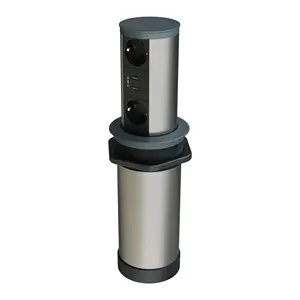 Tower-Line Push-To-Open Antracite Socket System with 2 Schuko Plugs and Double USB-A Charger Premium Quality from Turkey