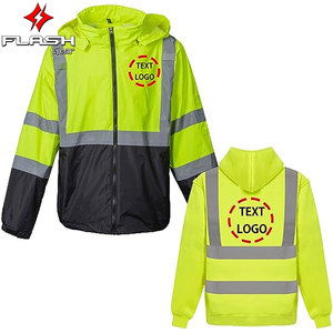 Chaqueta reflectante de seguridad transparente de alta visibilidad impermeable para hombre, ropa de trabajo, Sudadera con capucha reflectante, chaqueta de construcción Unisex personalizada - Product Image 3