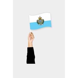 Drapeau de San Marino à tenir à la main avec techniques d'impression numérique pour les graphiques - Product Image 1