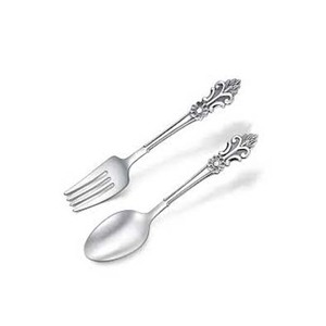 Fourchette à dessert en acier inoxydable avec design en relief Fourchettes de table argentées à long manche - Product Image 1