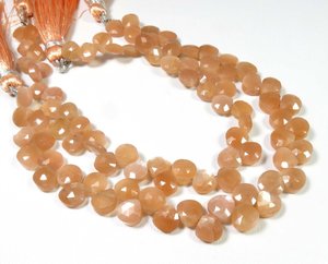 Pierre de lune pêche naturelle à facettes pierres précieuses en vrac 7mm 8 pouces brin coeur perles pour bijoux - Product Image 3