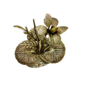 Fabriqué à la main en laiton Lotus fleur Sculpture maison Accent Art pièce pour salon salle à manger chambre salle de bain bureau - Product Image 3