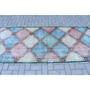 Tapis turc, tapis vintage 3,6x8,4 pieds, tapis en laine bleu ombré - Product Image 3