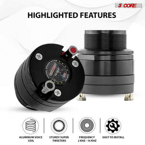 Super Tweeter de 5 Núcleos y 1 Pulgada para Auto, Altavoz de Audio de 60W de Potencia Máxima, 4 Ohmios, Diafragma de Titanio, Imán de Neodimio, Sensibilidad de 95 DB/W/M - Product Image 4