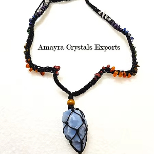 Pendentif en pierre d'agate Angelite 7 chakras, pendentifs faits à la main en pierre naturelle, vente en gros, exportations de cristaux Amayra - Product Image 6