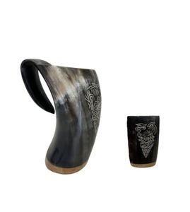 Verres à liqueur en corne de buffle poli noir Tasses à boire écologiques de style animal pour les fans de vikings Artisanat naturel - Product Image 1
