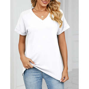 Camiseta de moda para chica, Camiseta corta de algodón 100%, camiseta de moda de corte corto cómoda - Product Image 4