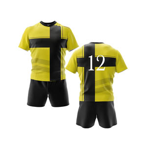 Ensemble d'uniformes de rugby respirants de haute qualité pour hommes et adultes unisexes Maillot d'équipe sublimé personnalisé avec short de style sportswear - Product Image 1