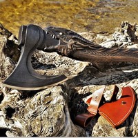 Hache Viking à double lame de qualité industrielle personnalisée SCL, acier au carbone 45, manche en bois, haute qualité, camping, chasse