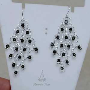 <b>Black</b> Onyx <b>Dangle</b> <b>Earrings</b>: 925 Sterling Silver Handmade Jewelry - Product Image 5