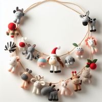 Guirnalda de Animales de Fieltro de Lana de Nueva Zelanda del Himalaya, Hecha a Mano, para Decoración de Habitaciones Infantiles, Festivales y Ambientes Safari