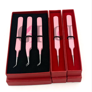 ที่หนีบขนตาแบบมืออาชีพ45องศาสีชมพูแบบใหม่อุปกรณ์เสริมความงามทำจากสแตนเลส - Product Image 1