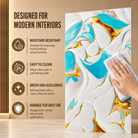 Panneau mural en PVC brillant MORLENX, imitation marbre UV, agate bleu turquoise et or, pour la décoration intérieure de villas et d'hôtels de luxe