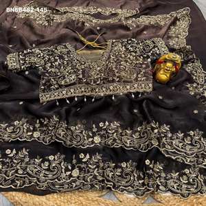 Precioso Sari de Seda Espacial de Doble Tono con Trabajo Zari al Precio Más Bajo, Proveedor de la India, Fabricante de Moda Femenina - Product Image 3