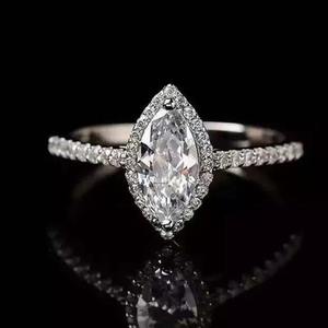 Bijoux de mariage de luxe en or blanc massif 14K bague de fiançailles coupe marquise de haute qualité avec diamant pour cadeau femme - Product Image 1