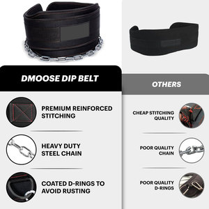 สายรัดแบบดึงขึ้นทำจากนีโอพรีนสำหรับงานหนักพร้อมสายรัดพยุงหลังแบบห่วงคู่โซ่ยกน้ำหนักหนังวัวหนาสำหรับออกกำลังกายในยิม - Product Image 5