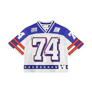 American Football Jersey Men's American Football Jersey High Quality <b>Mesh</b> Sublimation Print Short Sleeve New Boxy Jersey - Product Image 6