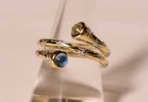 S925 14K Gold Plated Elegant Natural Swiss <b>Blue</b> Topaz Green Amethyst Cubic Zirconia <b>Ring</b> Customizable for Retail OEM ODM - Product Image 2