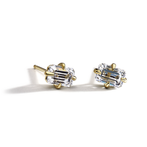 Boucle d'oreille en diamant de laboratoire taille émeraude Boucle d'oreille coupe émeraude 6*4mm CVD Diamant Boucle d'oreille Or jaune Cadeau d'anniversaire pour elle - Product Image 2