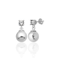 Nouveauté : Boucles d'oreilles en argent sterling 925 avec pierre de zircon de 4 mm et perle de coquille blanche de 8 mm, provenant de Turquie