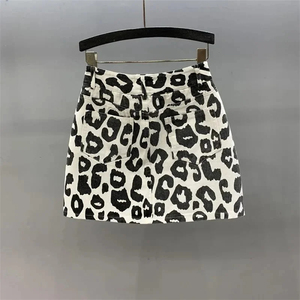 Estampado de leopardo Personalidad Nueva falda de mezclilla Cintura alta Bolso de palabra delgada Falda de cadera Mujeres Temperamento sexy Mini falda Y2K - Product Image 5