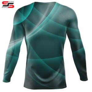 Rash Guard imprimé à sublimation personnalisée à manches longues Compression unisexe UPF50 + séchage rapide respirant 100% polyester écologique - Product Image 4