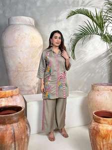 Ensemble de vêtements Vetican Lemon Tree Work Cordset Kurti élégant en 3 pièces pour femmes, pour la maison, le quotidien, les fêtes et les occasions spéciales - Product Image 3