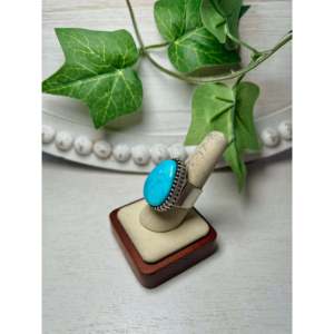 Larry Kaye Fashionable <b>Adjustable</b> <b>Ring</b> Natural Turquoise Mountain & Sterling Silver Bezel and Invisible Setting Gift - Product Image 3
