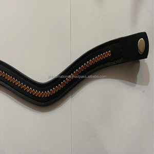 Meilleure vente, design personnalisé, 1 rangée de cristaux ronds diamant bling chaîne incrustée canal vide en cuir, bande de sourcils de cheval en épi complet - Product Image 5