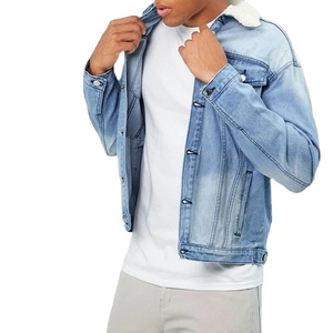 Vente en gros de vestes en jean bleu avec logo personnalisé Veste en jean en coton pour hommes - Product Image 4