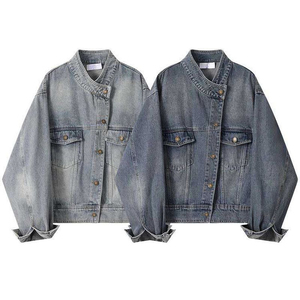 แจ็กเก็ตยีนส์แบบมีกระดุมสำหรับผู้หญิงแจ็กเก็ตเดนิมใส่สบายปรับแต่งได้จากโรงงาน - Product Image 2