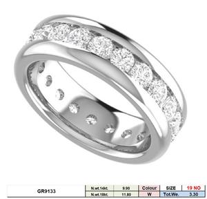 Men's White Gold <b>Rhodium</b> Plated <b>Ring</b> with Eternity Channel Set Lab-Grown Diamond Classic Stylish Elegant - Product Image 3