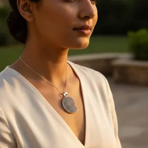 Colgante de Amatista con Baño de Rodio en Oro Rosa, Hecho a Mano, con Diseño de Fósil de Amonita, para Mujer - Product Image 1