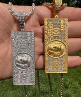 Pendentifs Breloques Hip Hop Classiques pour Hommes en Alliage Massif 925, Sertis de Diamants, Motif Billet de Cent Dollars, Style Ice Box Jewells Endless Insert