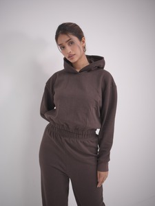 Ensemble survêtement à capuche 2 pièces pour femme, streetwear uni, écologique, anti-froissement, 100% coton molletonné, surdimensionné, hiver - Product Image 6