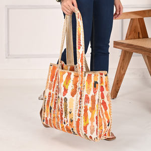 Haute qualité dernière impression personnalisée réutilisable décontracté Shopping sac fourre-tout en coton sacs matelassés colorés - Product Image 2