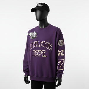 Sudadera Extra Grande Premium de 330 GSM, Tejido de Felpa Gruesa en Color Morado Intenso con Logotipo Bordado Personalizado, Sudaderas Básicas - Product Image 4