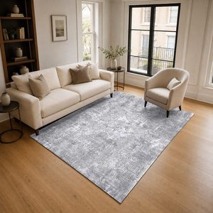 <b>RUGS</b> DEPOT LXDP-0310 Wholesale Grey <b>Silver</b> Minimalist Designer Digital Printed Machine Washable Chenille Area <b>Rug</b> Non Slip - Product Image 2