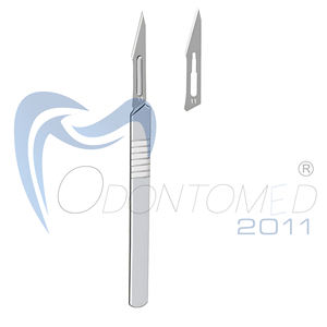 Mango de bisturí quirúrgico de acero inoxidable alemán No 3 / No 4 soporte de hoja de instrumento Dental graduado con escala para dentista - Product Image 4