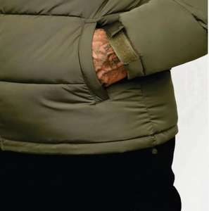 Coated Camouflage Formal Oversize Bubble Puffer <b>Jacket</b> with Front Logo <b>Zip</b>-<b>Up</b> Closure for Spring - Product Image 4