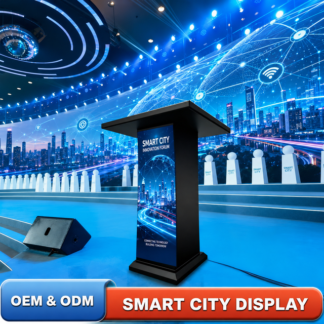 Seamless HD Full Color LED Display Screen Digital Signage Smart App Control for Customized Advertising and Podium Presentations