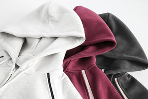 Veste zippée de haute qualité pour hommes lourds Sweat à capuche de style de rue avec fermeture éclair à capuche à manches longues - Product Image 5