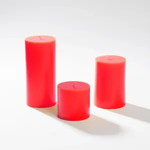 Triple Red <b>Paraffin</b> Cylindrical Candle Set for Home Decoration - Product Image 3