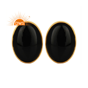 Hot Selling Sterling Silver Natural Black Onyx Gemstone <b>Stud</b> <b>Earring</b> Custom Jewelry Manufacturer - Product Image 1
