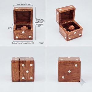 Boîte à dés en bois avec couvercle, forme carrée, style rustique, rangement pour articles divers, petite capacité, organisateur multifonction pour la maison - Product Image 4