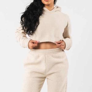 Femmes décontracté hiver deux pièces sweat ensemble à capuche haut court sweat avec taille haute long sarouel survêtement tenues survêtement - Product Image 6