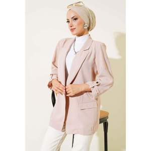 Chaqueta de mujer con mangas plegadas y detalles de bolsillo de piedra - Product Image 3