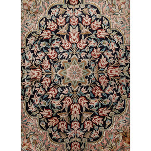 Tapis en soie noué à la main Gulmarg Pae-6456, motif médaillon rose et violet, pour la maison, 9x12, rectangulaire, pour couloir, pour la décoration du salon - Product Image 3