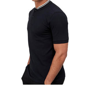 Polo de entrenamiento de algodón de alta calidad para hombre, camisetas informales a rayas con cuello bombardero, camisetas cortas de talla grande para hombre - Product Image 3